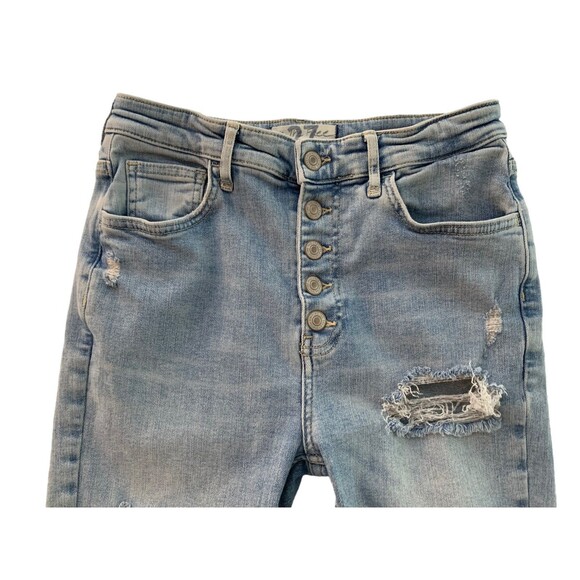 We The Free People Womens size 27 Light Wash Distressed Skinny Jeans Button Fly - Picture 3 of 10